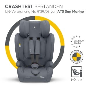 Scaun auto copii KikkaBoo i-PASS 9-36 kg i-Size Gri 13 trepte reglare - Img 2