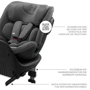 Scaun auto copii Kinderkraft XRIDER2 i-Size 0-25 kg 360deg rotativ Isofix Gri - Img 12