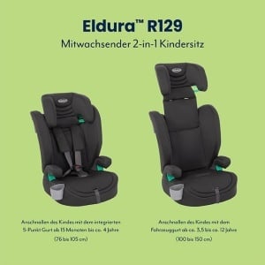 Scaun auto Graco Eldura R129, 76-150 cm, negru, cu sistem 5 puncte - Img 4