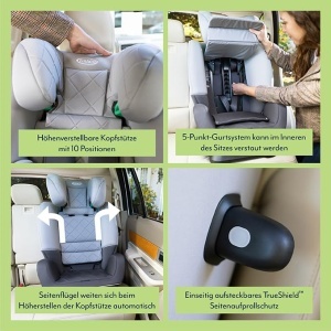 Scaun auto Graco SlimFit R129, 40-145 cm, gri, siguranta sporita - Img 3