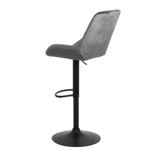 Scaun bar, reglabil pe inaltime, rotativ, metal + textil, gri + negru - Img 2