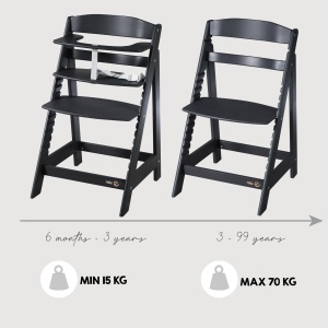 Scaun de masa din lemn Babyhochstuhl Sit Up Flex, negru, cu suport pentru bebelusi, 6 luni - 70 kg - Img 6