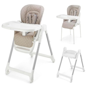 Scaun de masa Kinderkraft TULO 3-in-1, Bej, 5 inaltimi, 3 pozitii spatar