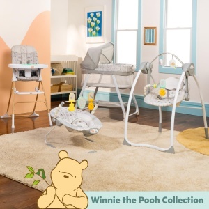 Scaun de masa pliabil Bright Starts Disney Winnie Puuh, cu 5 puncte de siguranta, pentru copii - Img 8