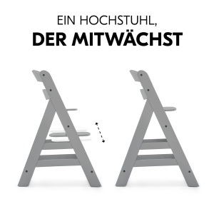 Scaun din lemn pentru copii Hauck Alpha Grey ajustabil cu accesorii incluse - Img 8