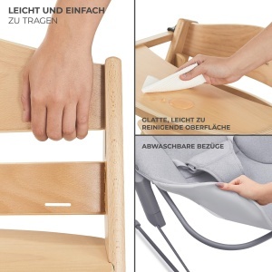 Scaun inalt Kinderkraft ENOCK, multifunctional, din lemn de fag, ajustabil - Img 8