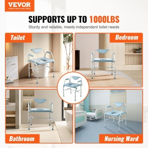 Scaun toaleta VEVOR FBL740135, 453,6 kg capacitate, inaltime ajustabila 50-62 cm - Img 3