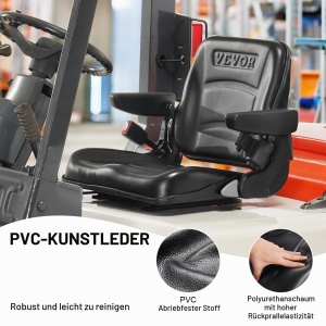 Scaun tractor VEVOR TY-B17-1AF, PVC, Negru, cu Spatar Reglabil si Centura de Siguranta - Img 5