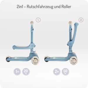 Scooter 2-in-1 MoMi Debe cu Klappsitz, pentru copii, 50 Kg, 3 roti LED - Img 9