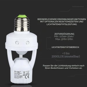 Senzor de Miscare V-TAC VT-8005 pentru Becuri E27, Transparent, 117mm - Img 6