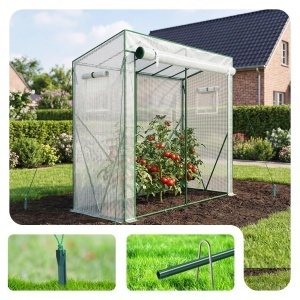 Serra pentru legume VOUNOT 200x77x170 cm, cu 2 feronerie, PE 135gm, alba - Img 4
