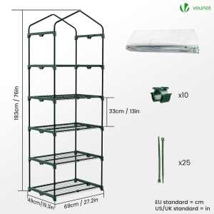 Serra VOUNOT, 5 Etaje, 69x49x193cm, Alb, pentru Gradina si Balcon - Img 4