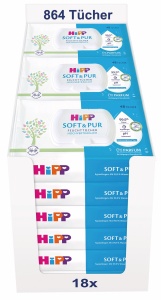 Servetele umede HiPP Soft Pur, 864 buc, hypoalergenice, fara parfum, pentru piele sensibila