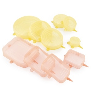 Set 10 Capace Reutilizabile Ajustabile InnovaGoods, Silikon, Airtight, Galbene