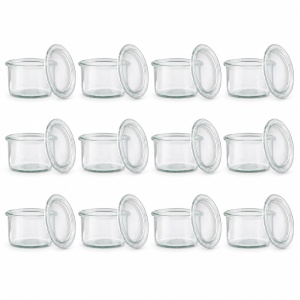 Set 12 Borcane cu Capac APS 82345, 200 ml, Transparent, Spalare Automata