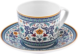 Set 12 Cani de Cafea Karaca Beylerbeyi, 80 ml, Portelan, Design Traditional Albastru - Img 4