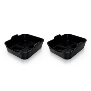 Set 2 Boluri Rectangulare din Silicon, Negru, Compatibile cu Friteuze cu Aer Cald Ninja SL400SL451