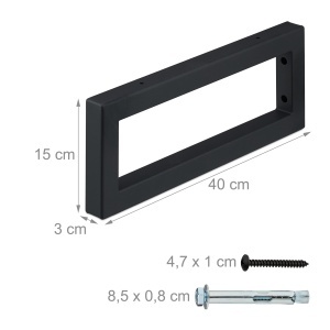 Set 2 Consola de Perete Relaxdays, Negru, 15x3x40 cm, Capacitate 60 kg - Img 4
