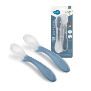 Set 2 Licheni din Silicon Nuvita 8480 Easy Eating, Ergonomici, Culoare Powder Blue