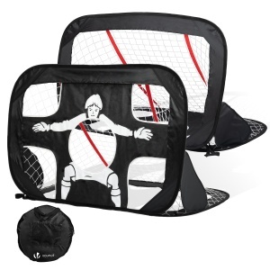 Set 2 Porti de Fotbal VOUNOT 120x80 cm, 2-in-1 cu Sac de Transport