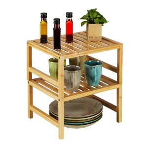 Set 2 Rafturi din Bambus Relaxdays, Dimensiuni 20x35,5x30,5 cm, Design Natural
