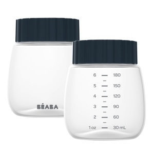Set 2 recipiente BEABA pentru colectarea si depozitarea laptelui matern capacitate 180ml compatibile frigider si congelator