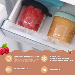 Set 2 recipiente din sticla BEABA, 150 ml, rezistente la caldura, culoare Salbeigrun - Img 6