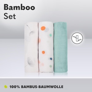 Set 3 Bete Mull pentru Bebei Lionelo Bamboo, 70x70 cm, 100 Bambus - Img 3
