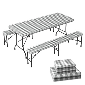 Set 3 Piese Huse pentru Masa si Scaune VOUNOT, Elastice, Waterproof, 183 cm