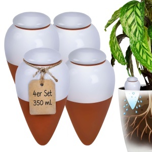 Set 4 Ghiuvete pentru Udare Relaxdays, 350 ml, Ceramica, TerracottaAlb