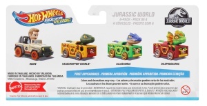 Set 4 Masini Die-Cast Hot Wheels RacerVerse Jurassic World cu Figurine - Img 6