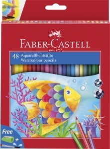 Set 48 Creioane Aquarell Faber-Castell cu Pinsel, Culori Vibrante