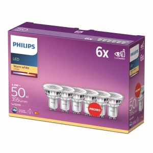 Set 6 becuri LED Philips GU10 Classic 50W lumina calda economie de energie