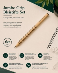 Set 6 Bleistifte Jumbo Faber-Castell Grip, HB, Ergonomici - Img 4