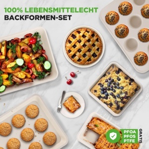Set 6 Piese Tava si Forma de Copt Nutrichef, Antiadherenta Ceramica, Karbonstahl, Turcoaz - Img 5