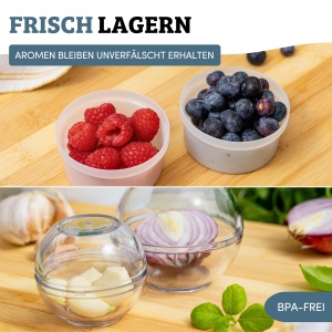 Set 6 recipiente Westmark 2 mingi de depozitare 7cm9cm 4 cutii pentru ierburi 100ml, BPA-free, albastrutransparent - Img 3