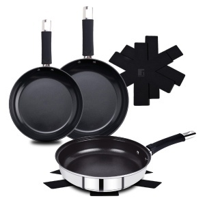 Set 6 Tigai din Otel Inoxidabil Bergner 20 24 28 cm cu Manere din Silicon