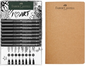 Set 8 Markere Tusch Faber-Castell Pitt Artist Pen, Negru, Diverse Grosimi - Img 4