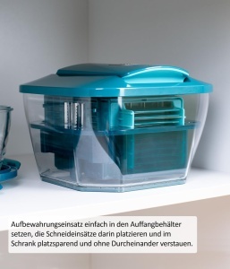 Set accesorii Genius Nicer Dicer Chef Professional 5 piese turcoaz cu lame protejate - Img 3