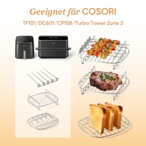 Set accesorii pentru friteuza cu aer cald COSORI, 3 piese, otel inoxidabil, BPA-free - Img 2