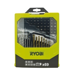 Set accesorii pentru gaurit si insurubat RYOBI RAK69MIX, 69 piese, includere bormasini si bituri