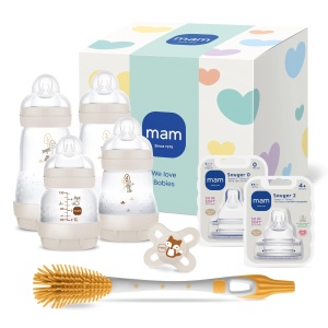 Set Biberoane MAM Easy Start Anti-Colic pentru Nou-Nascuti 8 Piese Beige