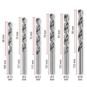 Set burghie metal Einhell 19 piese HSS-G otel HSS 4241 varf 135deg cu caseta de depozitare - Img 13
