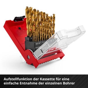 Set burghie metal Einhell 19 piese HSS-G Titan otel HSS 4341 acoperire titan varf 135deg - Img 8