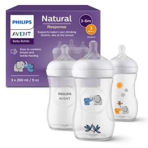 Set cadou Philips AVENT Natural Response SCY90363 3 biberoane 260ml tetine T3 anti-colici