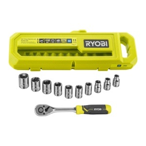 Set chei tubulare Ryobi RHRS11PC 11 piese mecanism 90 de dinti design compact