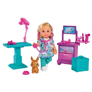 Set Clinica Veterinara Simba Evi Love - Papusa 12 cm, 10 accesorii