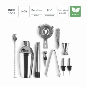 Set Cocktail Lacor 62181 10 Piese Design Portabil Suport Bambus Otel Inoxidabil 1810 - Img 4