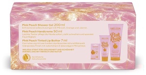 Set cosmetice naturale WELEDA Bio Pink Peach cu gel de dus, crema maini si balsam de buze - Img 10
