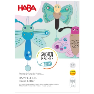 Set creativ HABA Hampeltier Schmetterlinge 3 fluturi mobili, inclusiv fotokarton si snur
